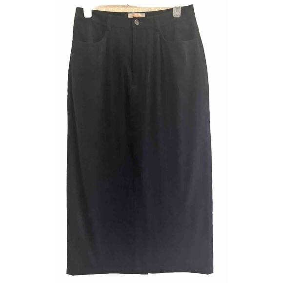 VTG Talbots Petite Sz 8 Black Maxi Skirt Velvet Like Emo Goth Dark Romantic Slit - Picture 1 of 9